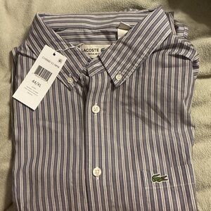 Lacoste Men's Casual Striped Shirt in Blue and White